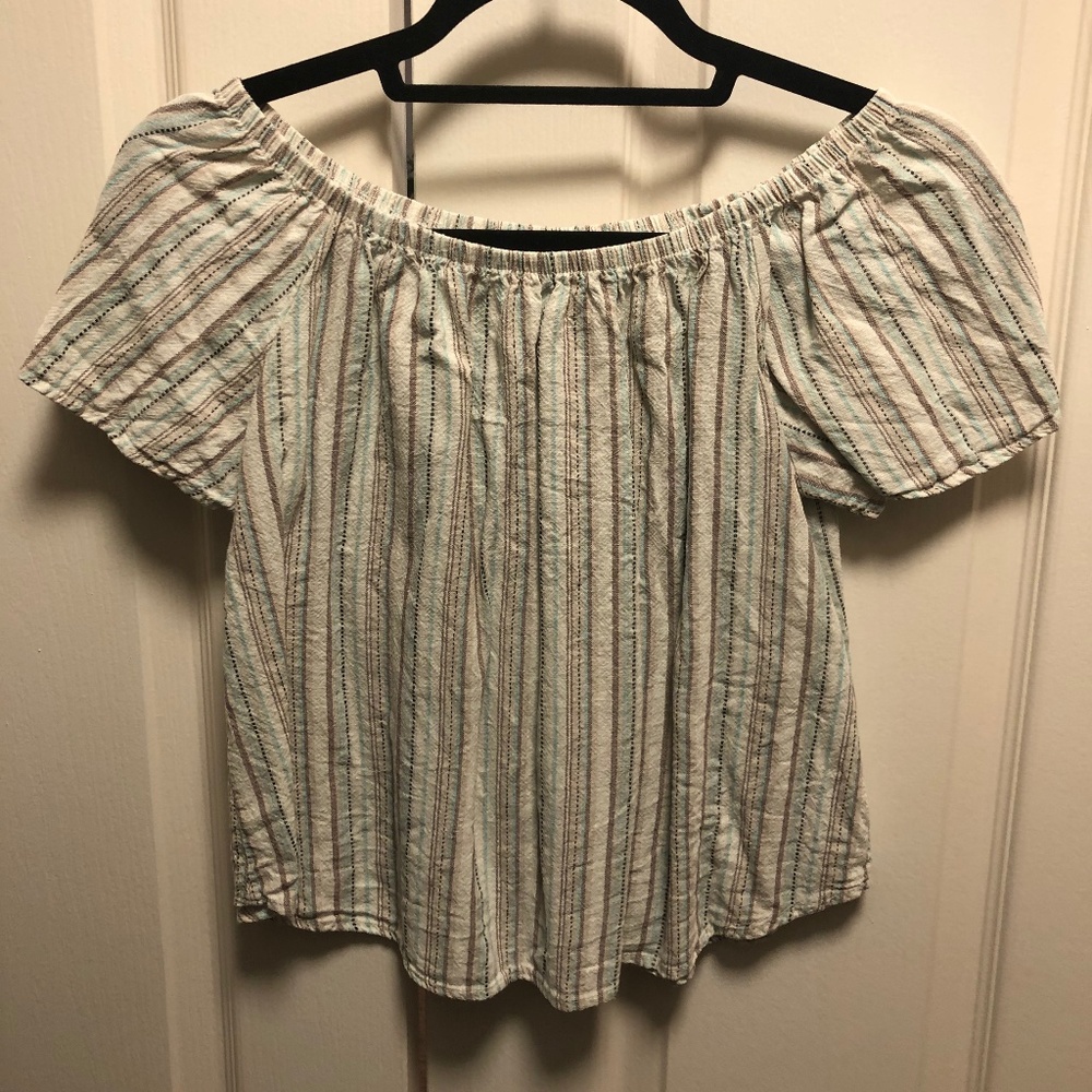 Striped off the Shoulder Tee